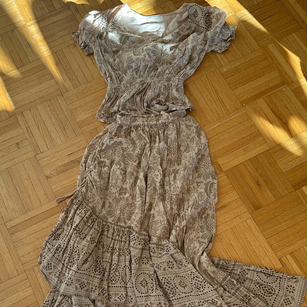 Spell & The Gypsy Boho Floral Paisley Maxi Skirt & Top Set